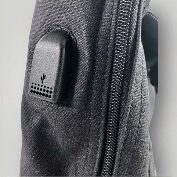 Bella Russo  Black Canvas Laptop Backpack USB port - Picture 4 of 5